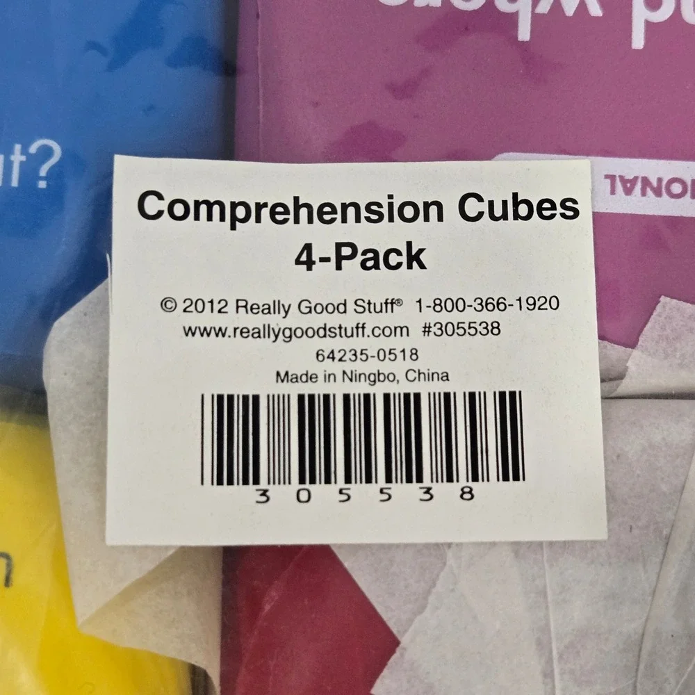 Really Good Stuff Comprehension Cubes 4-Pack Educational Learning Toy Grade 2-3
